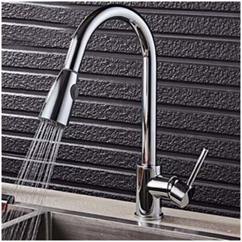 Brio Deck Mount Goose Neck Kitchen Sink Faucet Single Lever in Chrome Finish with Pull Out Sprayer